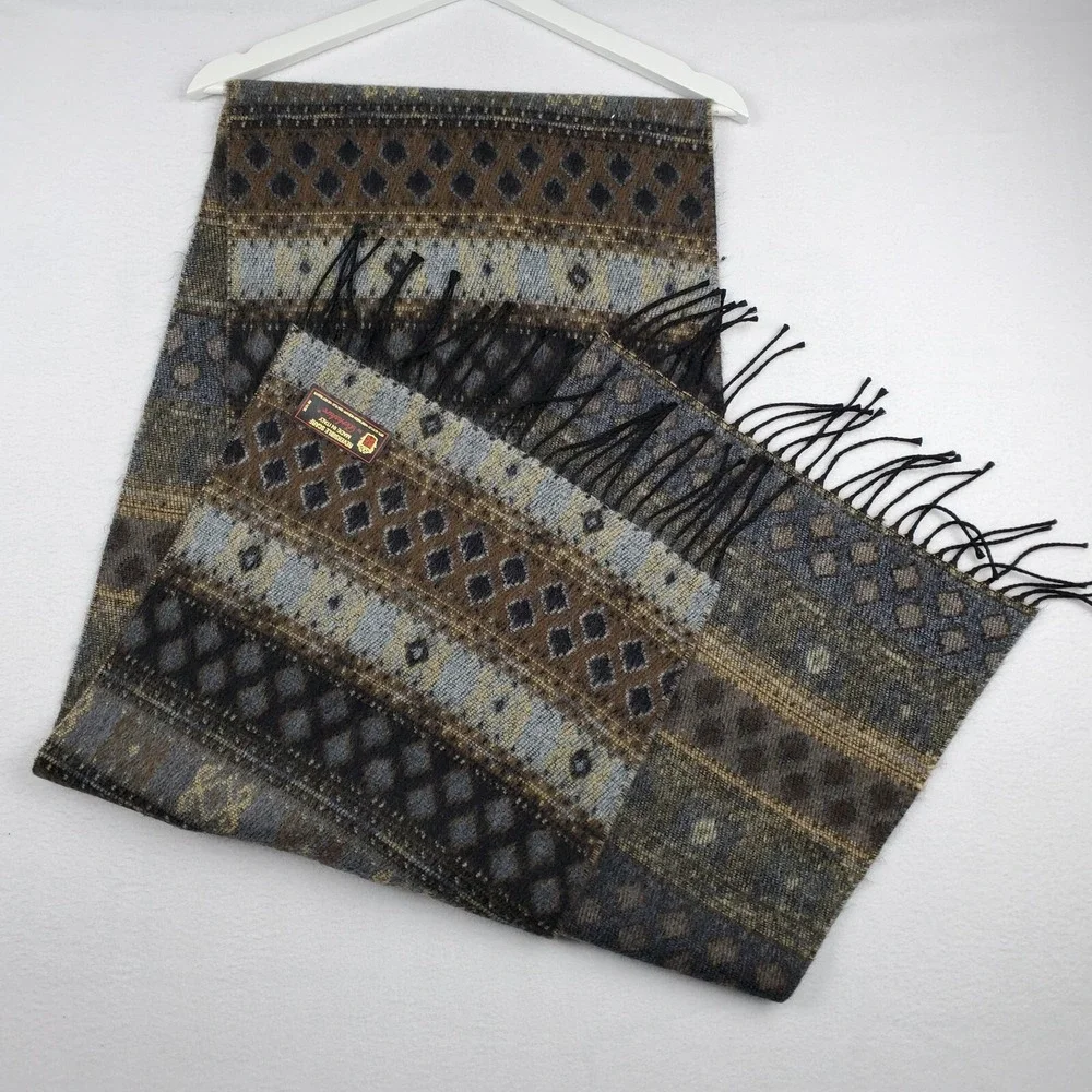 Berkshire Italy Reversible Scarf Women's Multicolor Geometric Fringed Trim